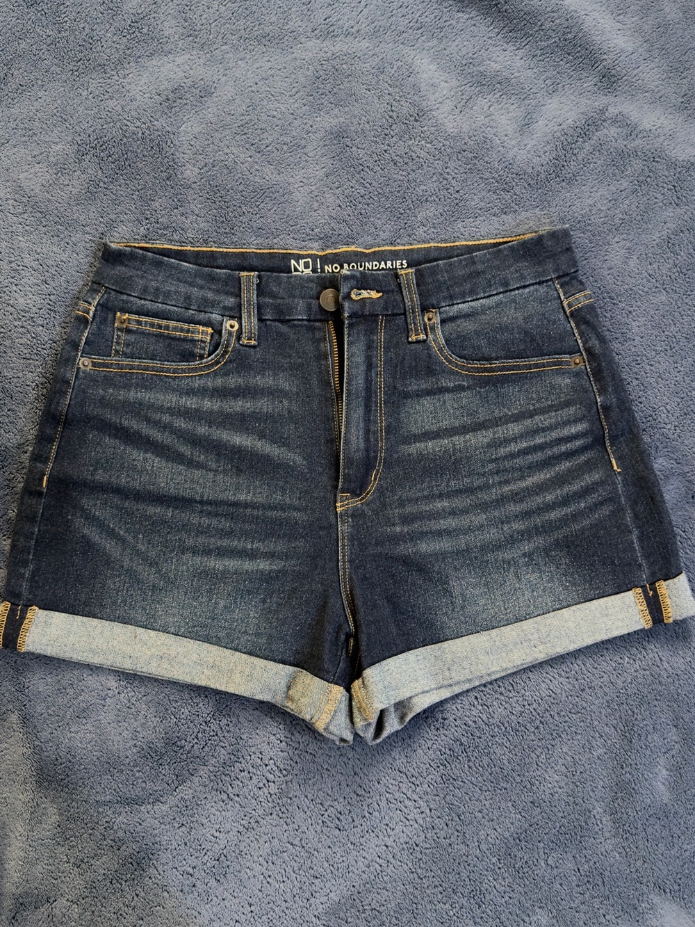 No Boundaries Indigo Rolled Cuff Denim Shorts